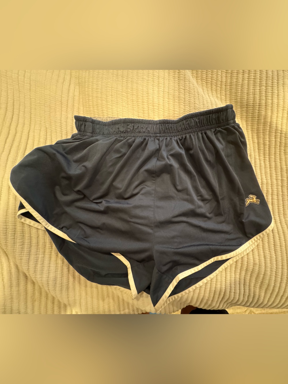Tracksmith Navy Blue Athletic Running Shorts with Cream Trim